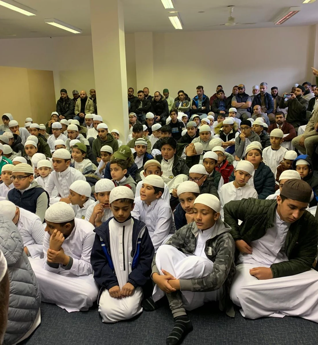 The congregation gathered inside Masjid-E-Madani